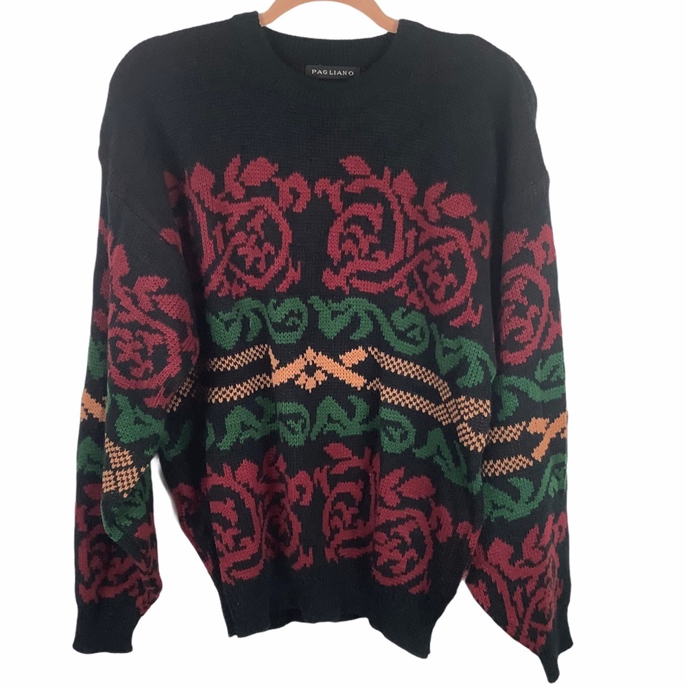 Vintage PAGLIANO Men Size Large Colorful Geometric‎ Pattern Sweater